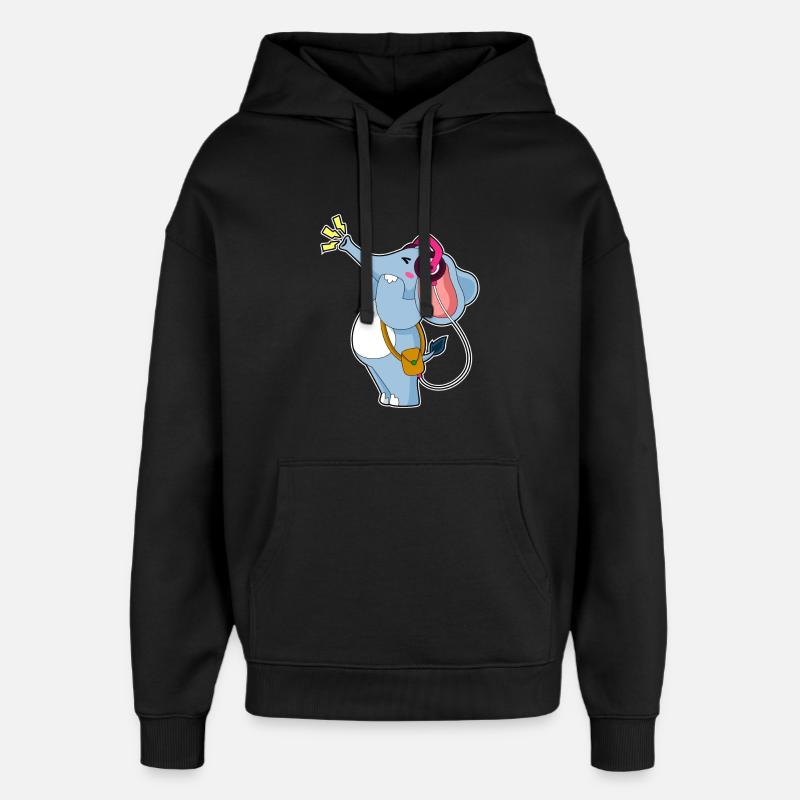 Musique casque Elephant - Sweat à capuche unisexe Stanley/Stella Oversized - noir