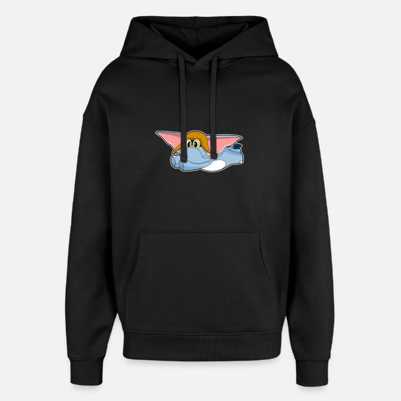 Elefant Pilot Pilotenmütze - Oversized Unisex Hoodie von Stanley/Stella - Schwarz