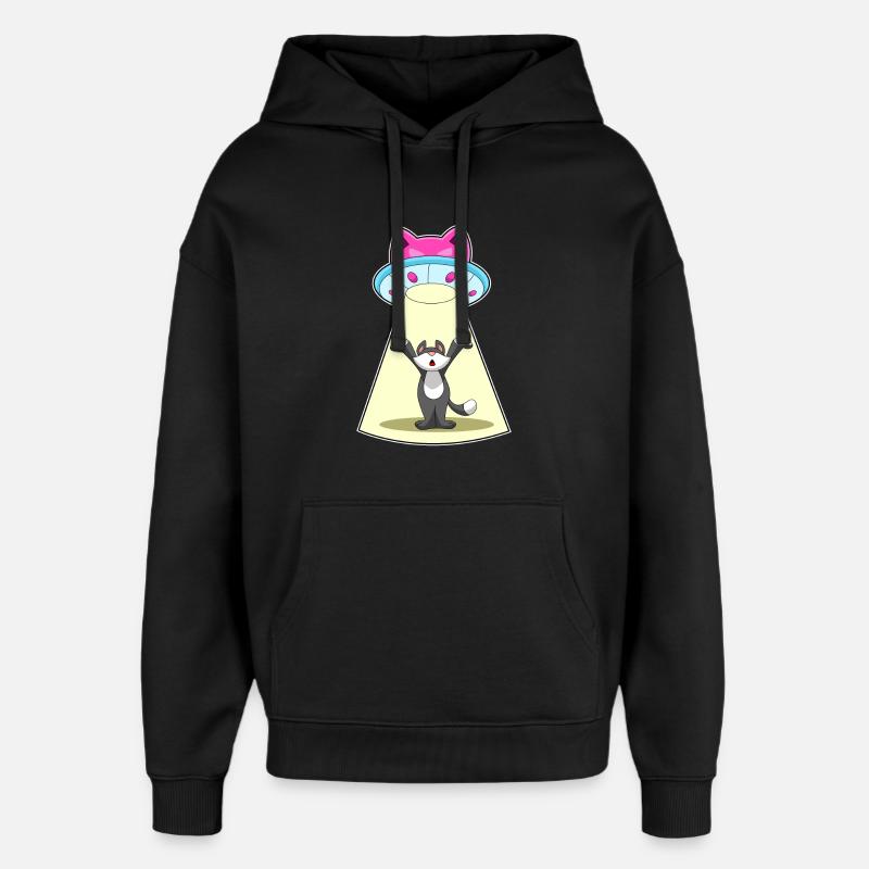 Vaisseau spatial pour chat - Sweat à capuche unisexe Stanley/Stella Oversized - noir