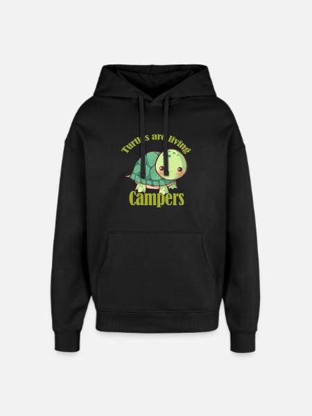 Turtles are living caravans - Oversized Unisex Hoodie by Stanley/Stella - black