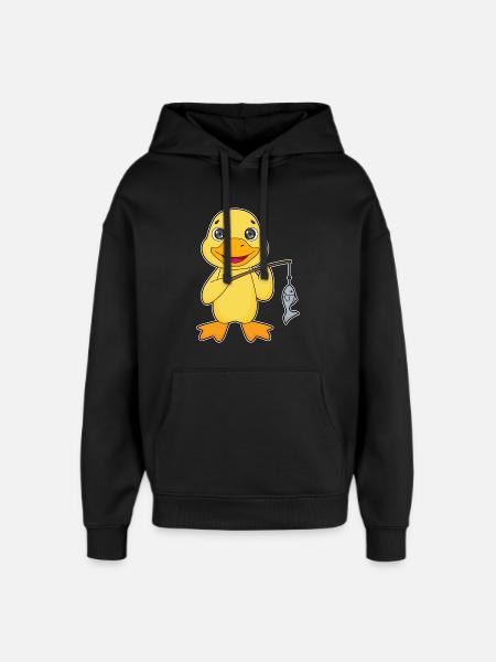 Duck Angler Fish Fishing - Oversized Unisex Hoodie by Stanley/Stella - black