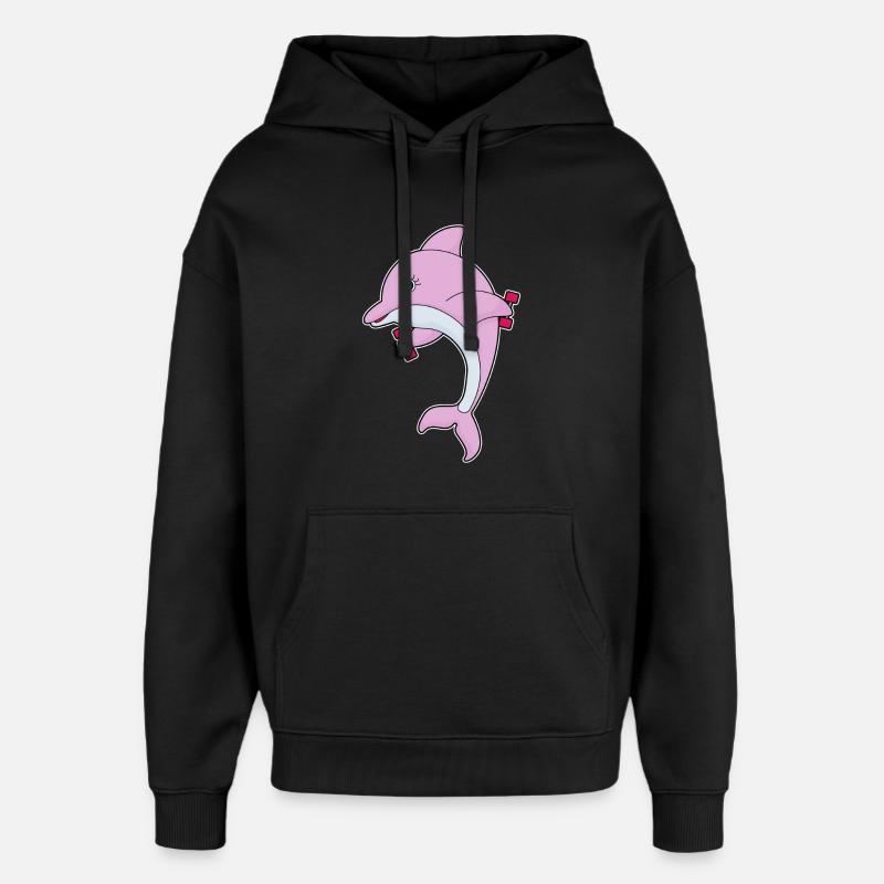 Dolphin Bodybuilder Dumbbells Bodybuilding - Sweat à capuche unisexe Stanley/Stella Oversized - noir