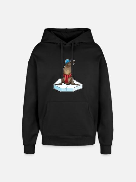 Seal Ice Plaice - Oversized Unisex Hoodie by Stanley/Stella - black