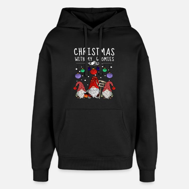 Joyeux Noël Famille Gnome - Sweat à capuche unisexe Stanley/Stella Oversized - noir