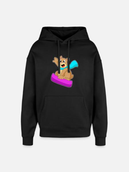 Bear Snowboarder Snowboard - Oversized Unisex Hoodie by Stanley/Stella - black