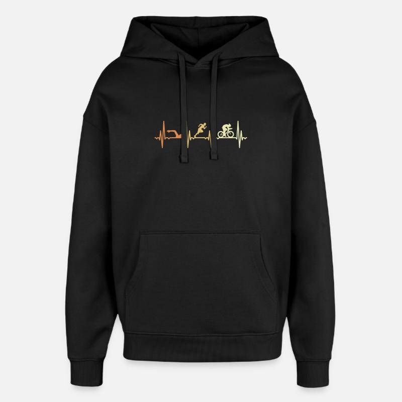 Ligne cardiaque de triathlon - Sweat à capuche unisexe Stanley/Stella Oversized - noir