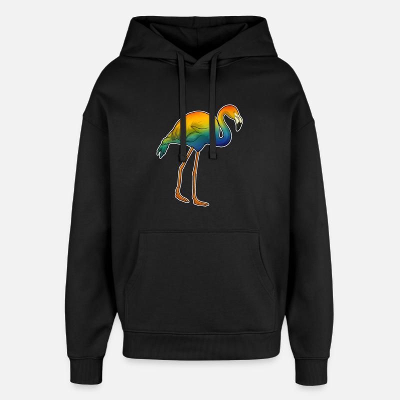 Flamingo Regenbogen - Oversized Unisex Hoodie von Stanley/Stella - Schwarz