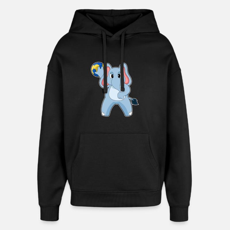 Eléphant Handballeur Handball - Sweat à capuche unisexe Stanley/Stella Oversized - noir