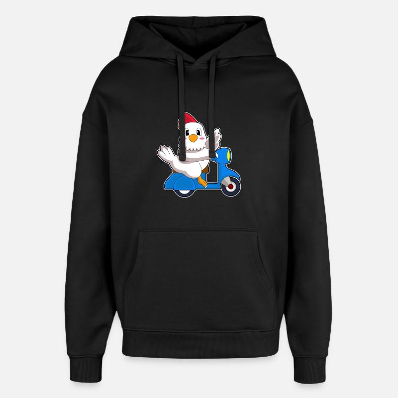 Huhn Motorroller - Oversized Unisex Hoodie von Stanley/Stella - Schwarz
