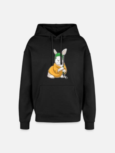 Rabbit Ice Hockey Sticks - Oversized Unisex Hoodie by Stanley/Stella - black