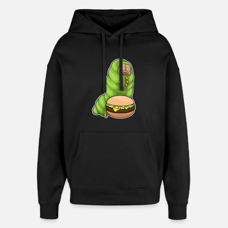 Caterpillar Cheeseburger - Oversized Unisex Hoodie by Stanley/Stella - black