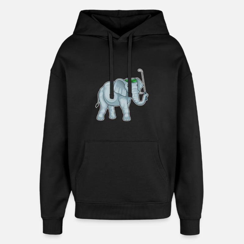 Elefant Golf Golfschläger - Oversized Unisex Hoodie von Stanley/Stella - Schwarz