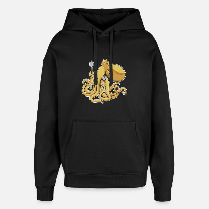 Krake Besteck Kochen Küche - Oversized Unisex Hoodie von Stanley/Stella - Schwarz
