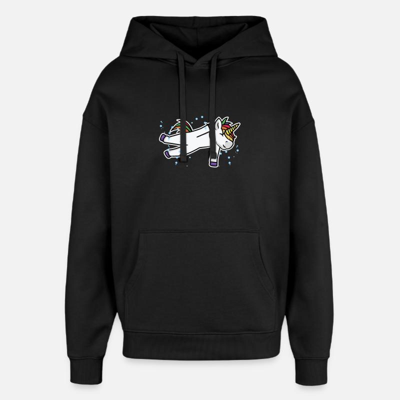 Licorne nageuse - Sweat à capuche unisexe Stanley/Stella Oversized - noir
