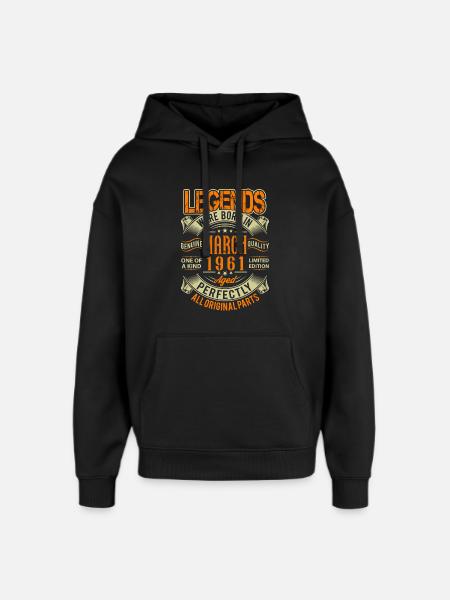 1961 March Birthday Legend - Oversized Unisex Hoodie by Stanley/Stella - black