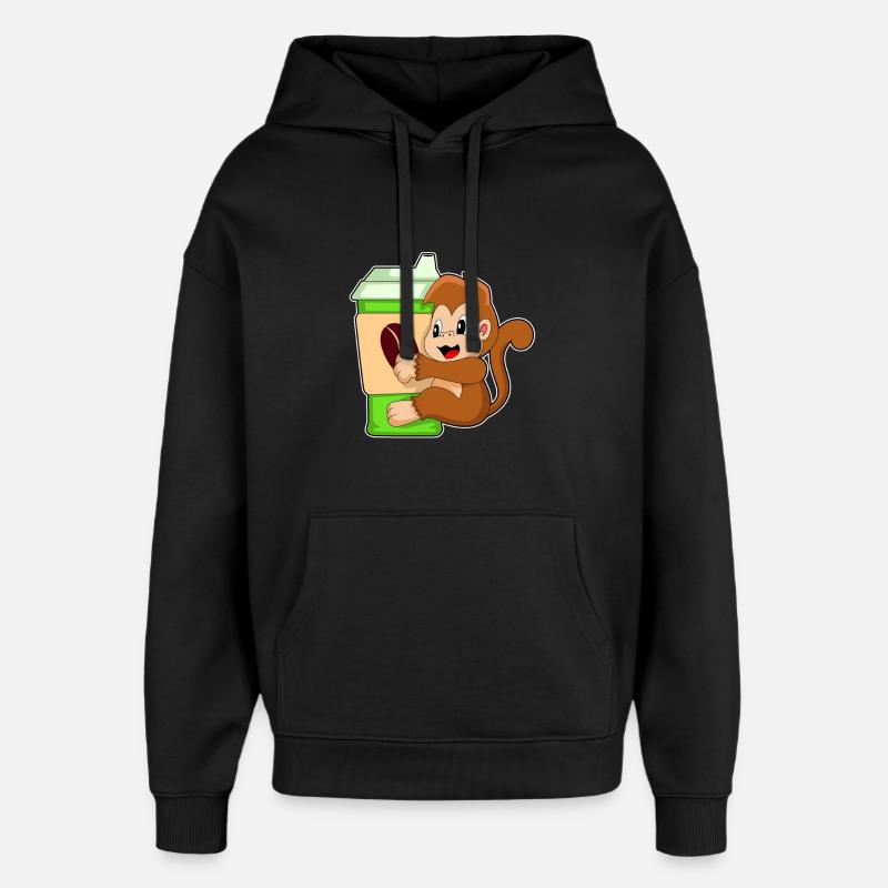 Affe Kaffee Becher - Oversized Unisex Hoodie von Stanley/Stella - Schwarz