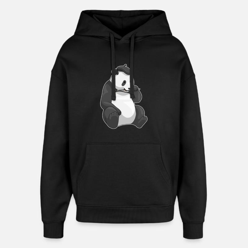 Panda Peintre Pinceau - Sweat à capuche unisexe Stanley/Stella Oversized - noir