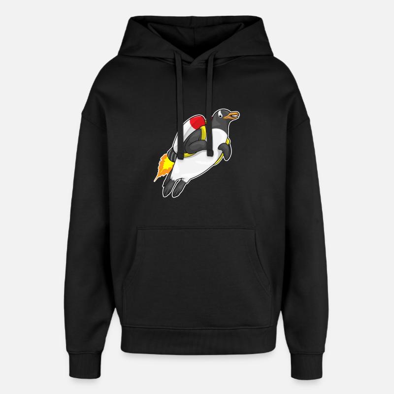 Pingouin volant jetpack - Sweat à capuche unisexe Stanley/Stella Oversized - noir
