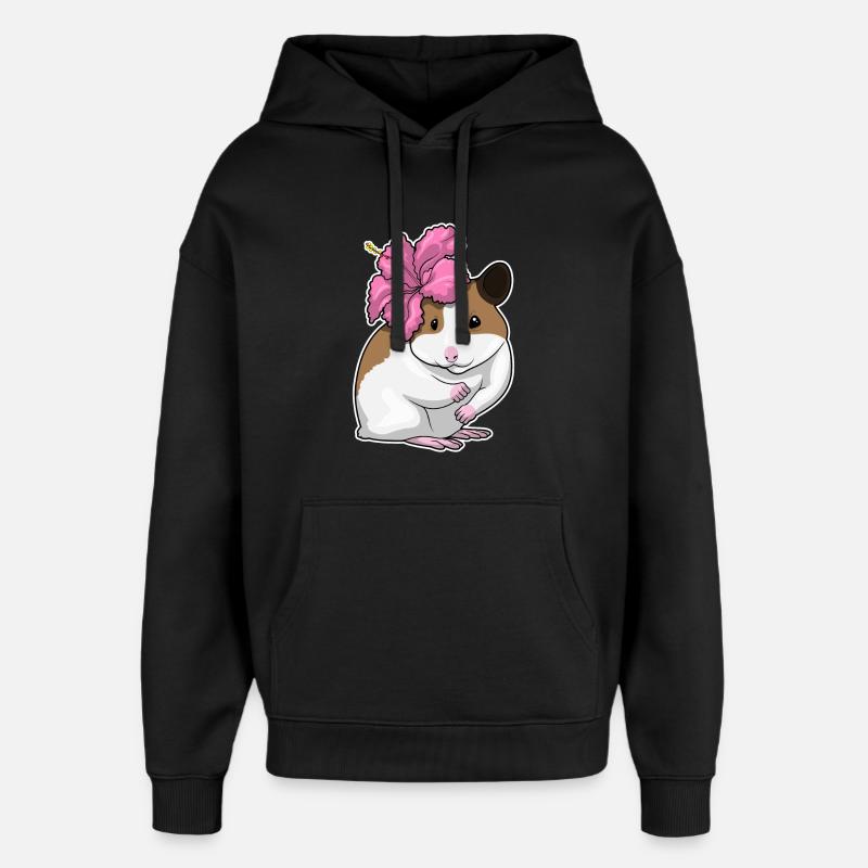 Hamster Hibiskus Blumen - Oversized Unisex Hoodie von Stanley/Stella - Schwarz