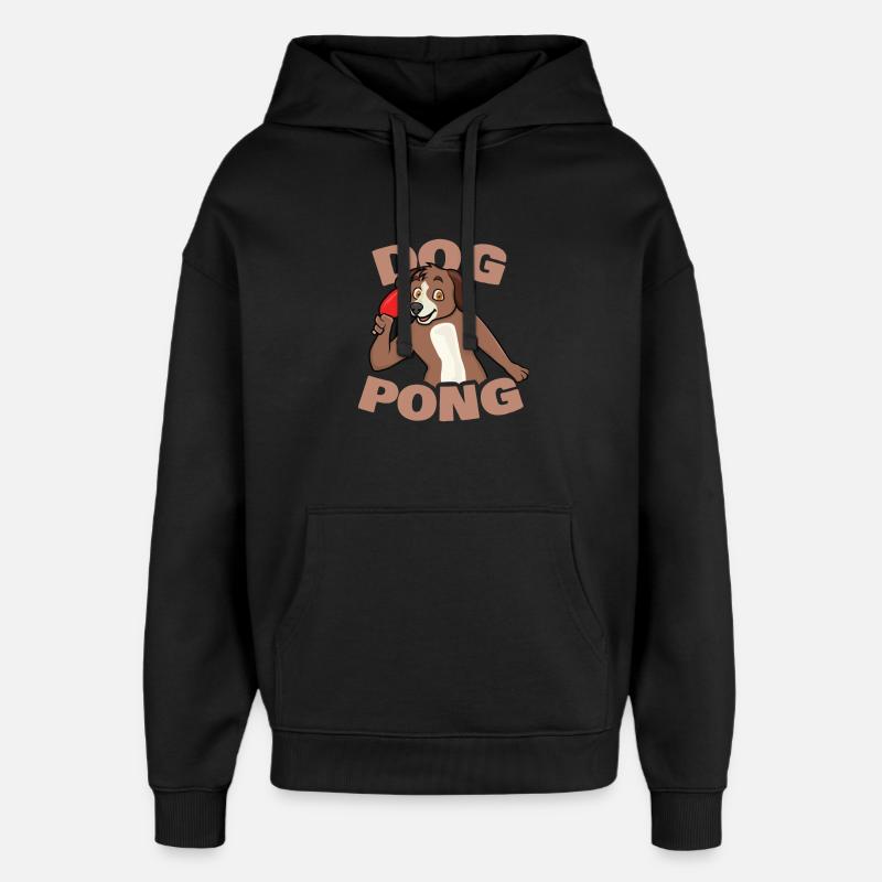 Chien de ping-pong - Sweat à capuche unisexe Stanley/Stella Oversized - noir