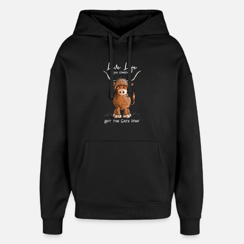 Bovins écossais des Highlands - Sweat à capuche unisexe Stanley/Stella Oversized - noir