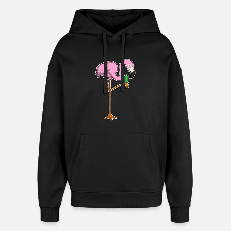Flamingo popsicles - Oversized Unisex Hoodie by Stanley/Stella - black