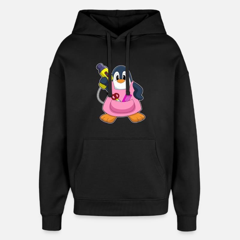 Penguin Coiffeur Sèche-cheveux - Sweat à capuche unisexe Stanley/Stella Oversized - noir
