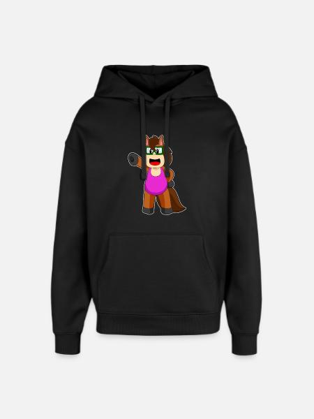 Horse Swimming Swimsuit Summer - Oversized Unisex Hoodie by Stanley/Stella - black