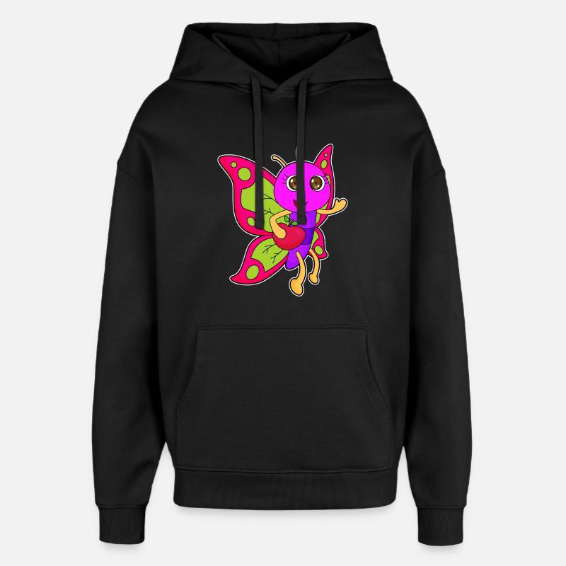 Butterfly Apple Fruit - Sweat à capuche unisexe Stanley/Stella Oversized - noir