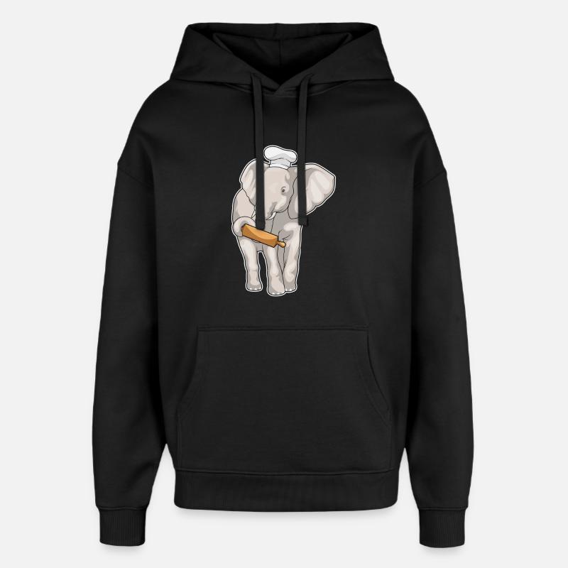 Elephant Baker Pasta Wood - Sweat à capuche unisexe Stanley/Stella Oversized - noir