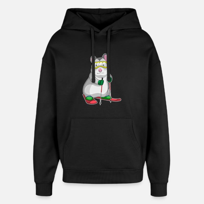 Hamster Skier Ski - Sweat à capuche unisexe Stanley/Stella Oversized - noir