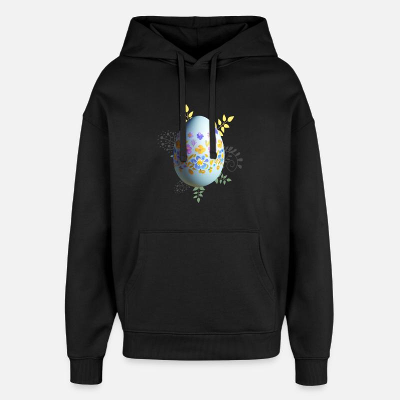 Floral Easter Egg - Oversized Unisex Hoodie by Stanley/Stella - black