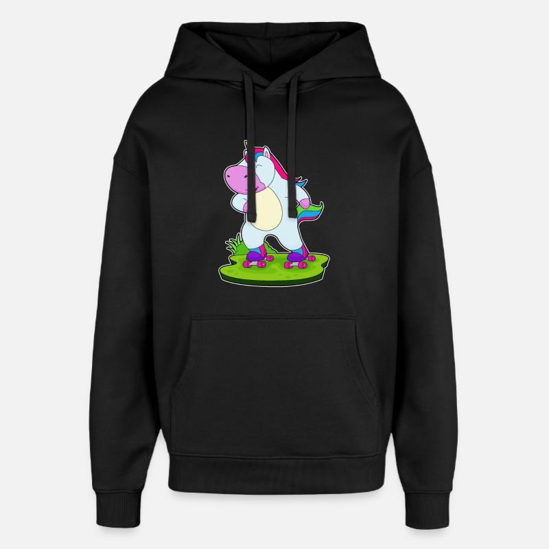 Einhorn Inline skating Rollschuhe - Oversized Unisex Hoodie von Stanley/Stella - Schwarz