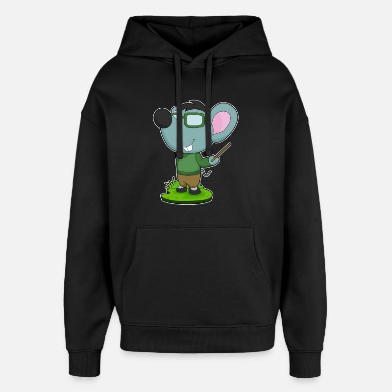 Mouse Teacher Pointer School - Oversized Unisex Hoodie by Stanley/Stella - black