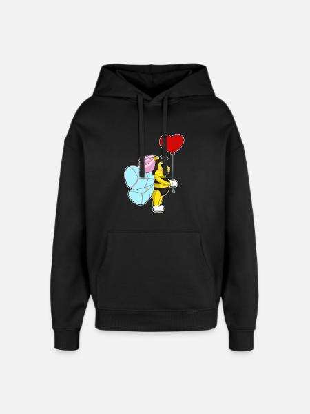 Bee Bride Balloon Wedding - Oversized Unisex Hoodie by Stanley/Stella - black
