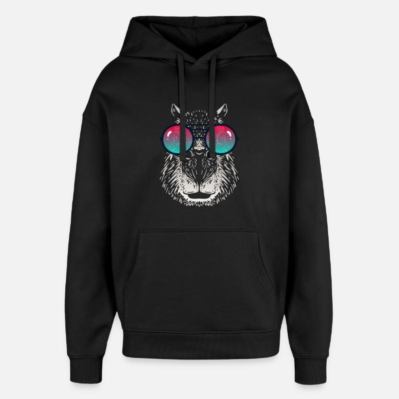 Cooles Capybara mit Sonnenbrille - Oversized Unisex Hoodie von Stanley/Stella - Schwarz