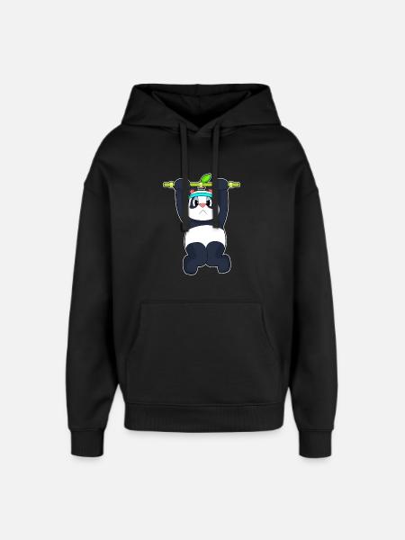 Panda Bodybuilder Pull-ups Culturisme - Sweat à capuche unisexe Stanley/Stella Oversized - noir