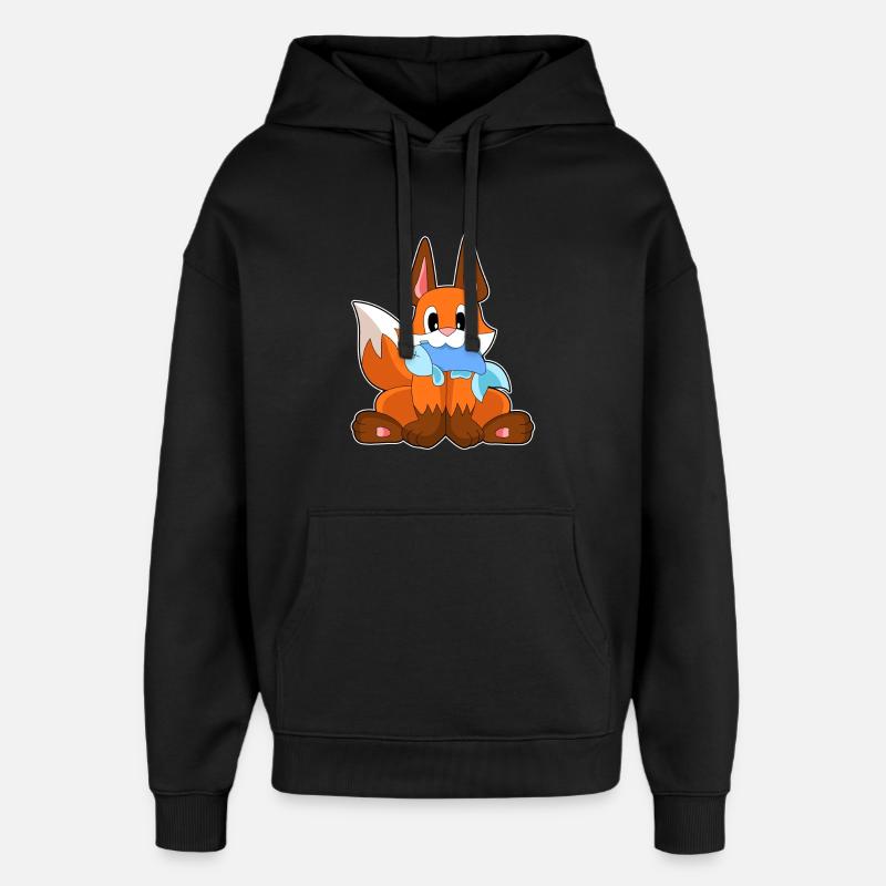 Poisson-renard - Sweat à capuche unisexe Stanley/Stella Oversized - noir