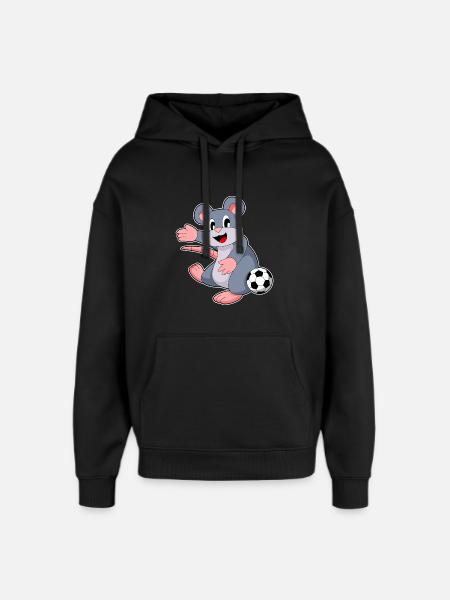 Mouse Soccer Player Soccer - Oversized Unisex Hoodie by Stanley/Stella - black