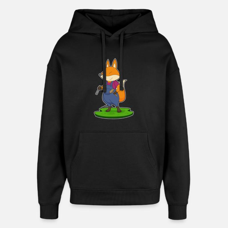 Fox Craftsman Hammer Chisel - Oversized Unisex Hoodie by Stanley/Stella - black