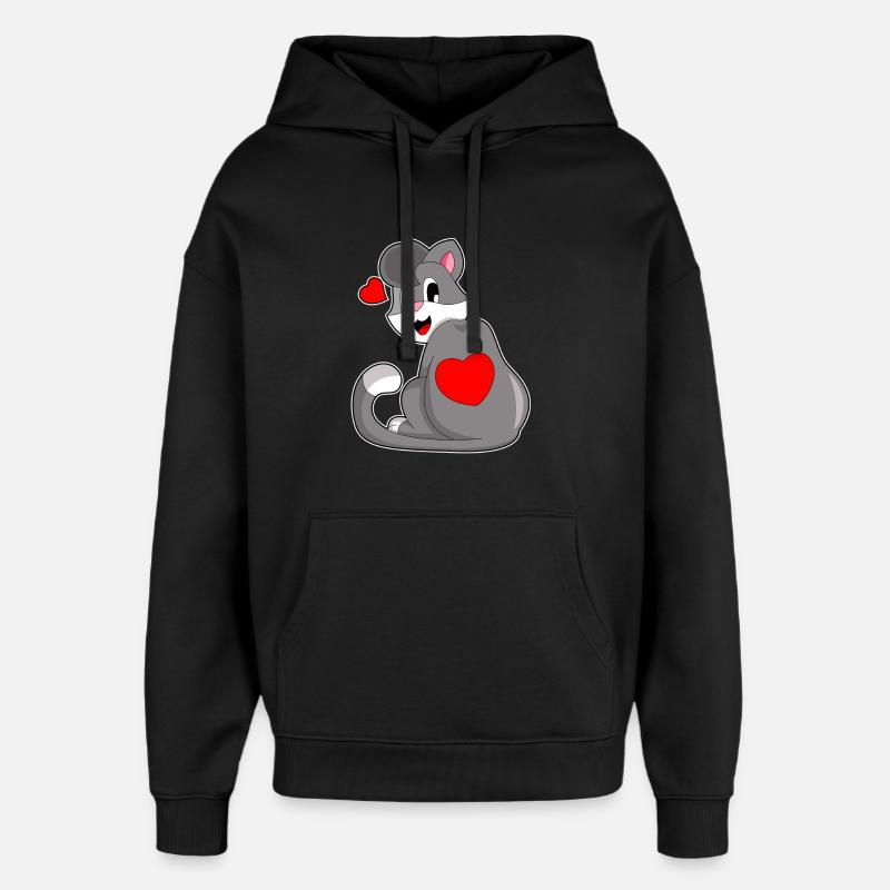Cœur de chat - Sweat à capuche unisexe Stanley/Stella Oversized - noir