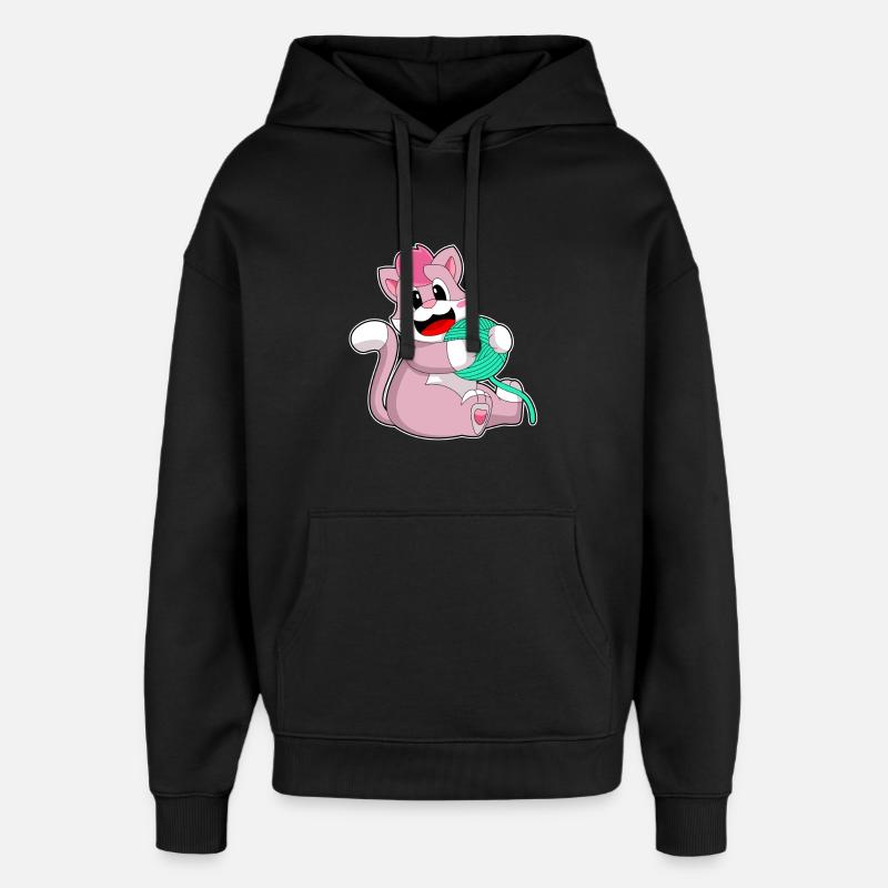 Chat boule de laine - Sweat à capuche unisexe Stanley/Stella Oversized - noir