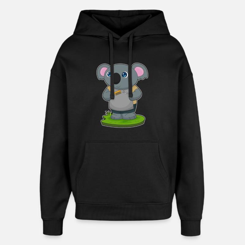 Koala Coiffeur Ciseaux Peigne - Sweat à capuche unisexe Stanley/Stella Oversized - noir