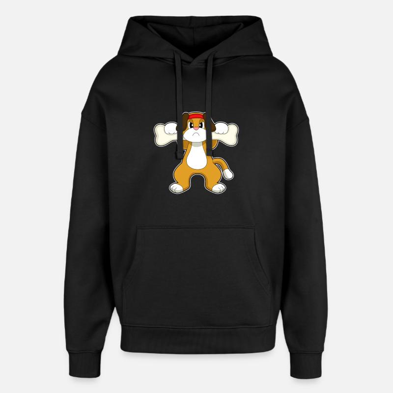 Hund Bodybuilder Knochen - Oversized Unisex Hoodie von Stanley/Stella - Schwarz