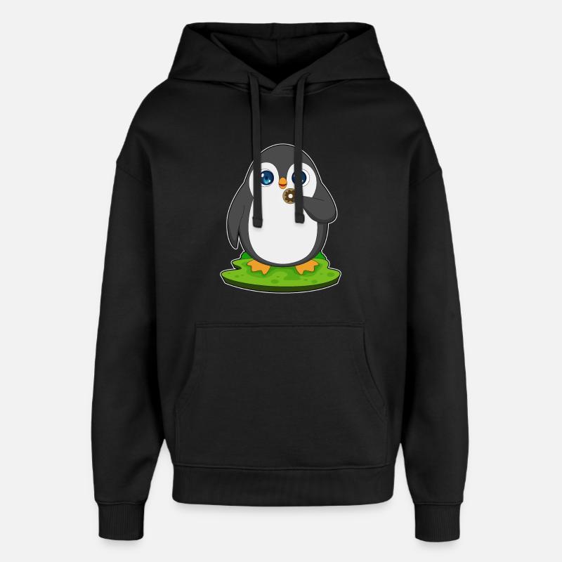 Donut pingouin - Sweat à capuche unisexe Stanley/Stella Oversized - noir