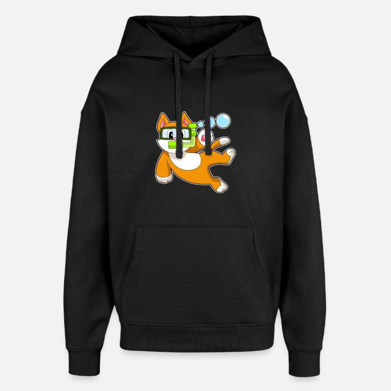 Cat Diver Snorkel - Sweat à capuche unisexe Stanley/Stella Oversized - noir