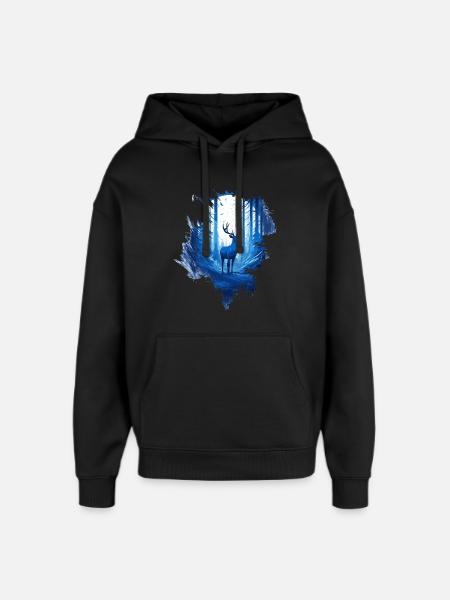 Hirsch im Wald - Oversized Unisex Hoodie von Stanley/Stella - Schwarz