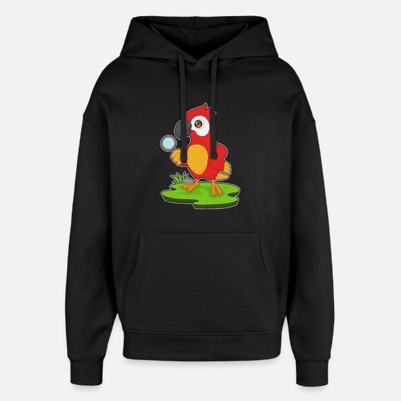 Perroquet Détective Loupe - Sweat à capuche unisexe Stanley/Stella Oversized - noir