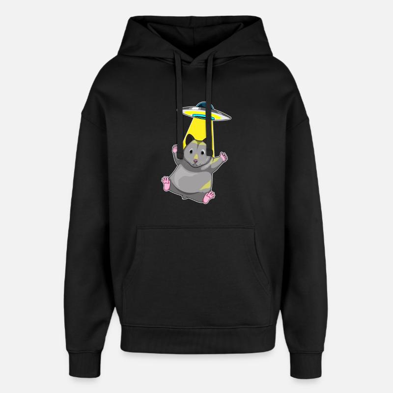 Hamster Spaceship Space - Sweat à capuche unisexe Stanley/Stella Oversized - noir