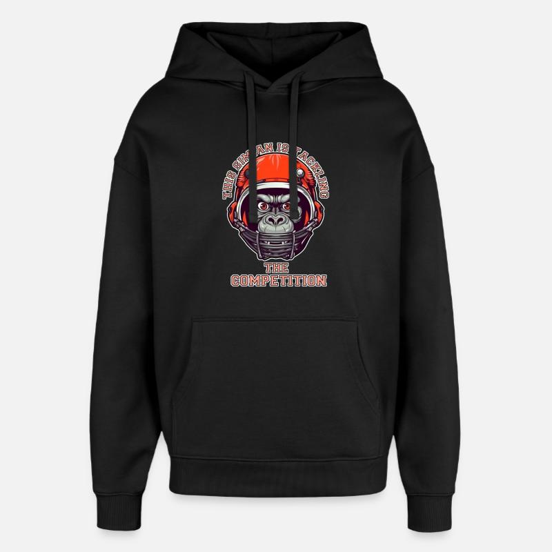 Singe confiant accepte le défi - Sweat à capuche unisexe Stanley/Stella Oversized - noir